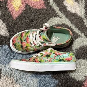 Vans Kids Sneakers - Green with Flamingo Print